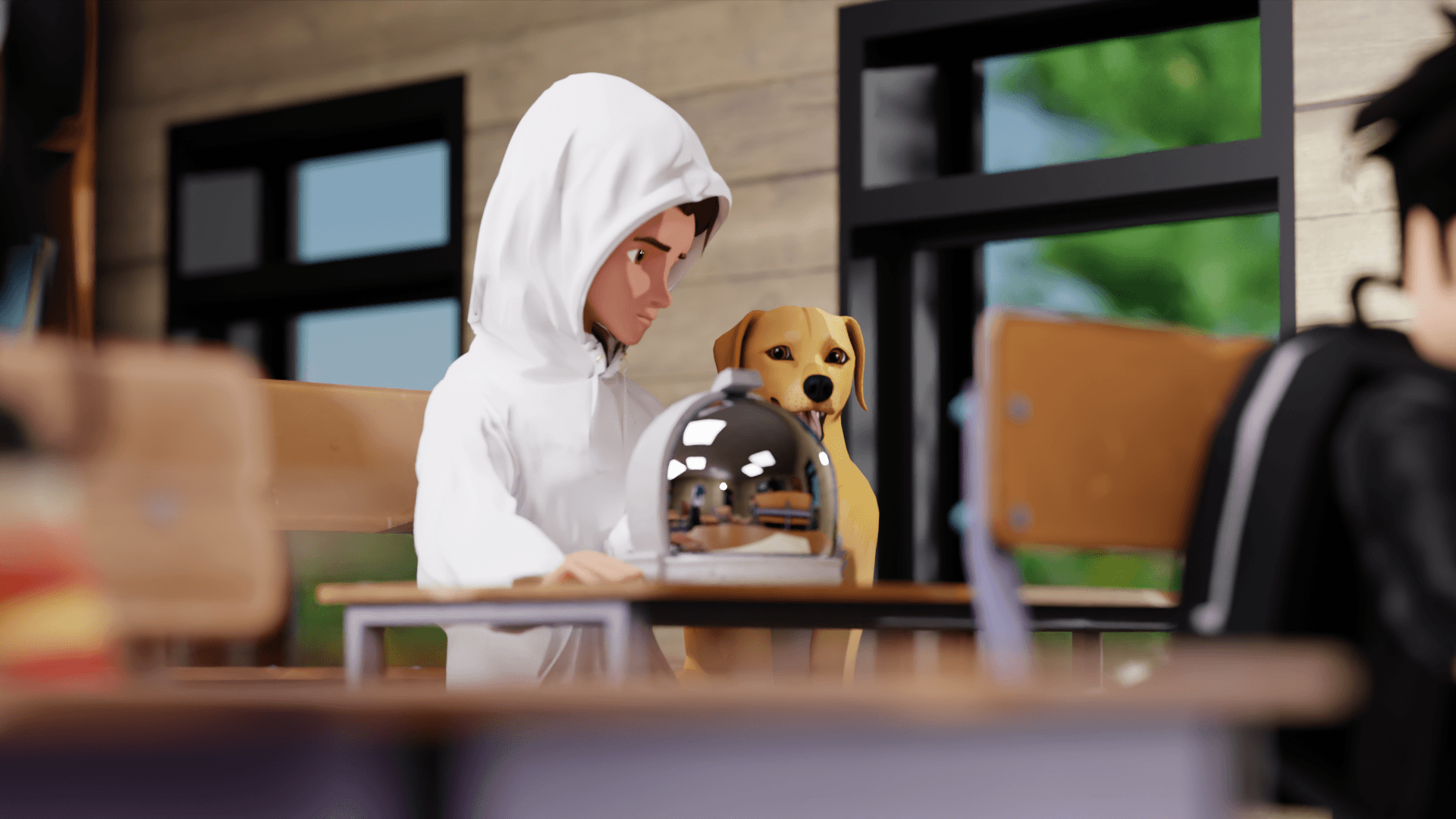 Cinematic golden retriever render